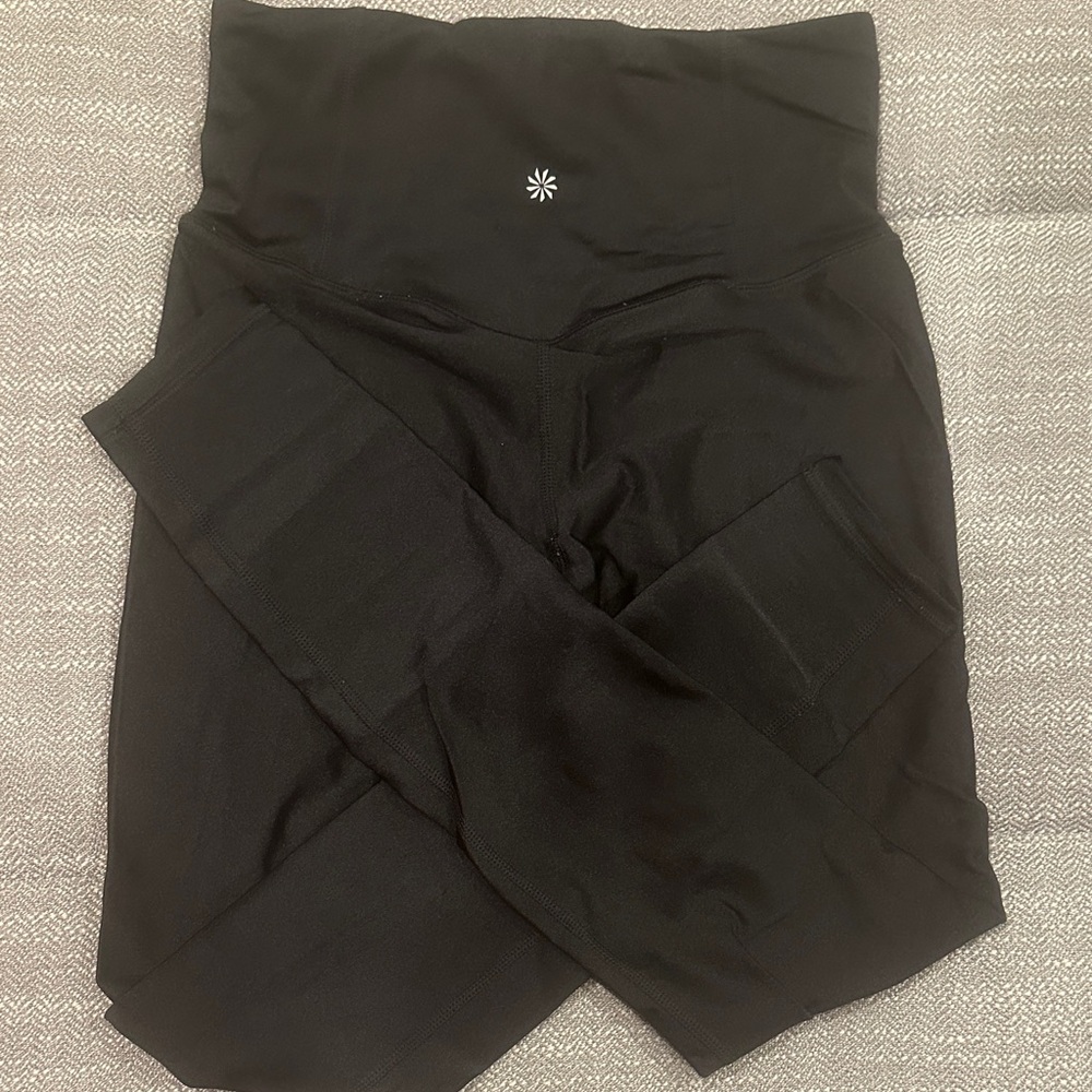 Athleta Black Elation Shine Tights 7/8 Length